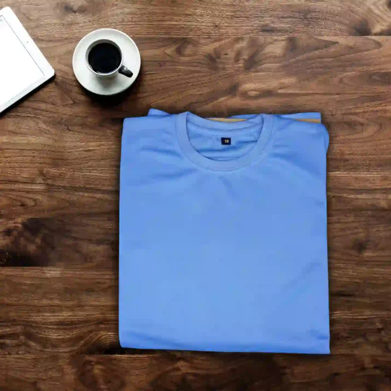 Customized Sky Blue T Shirt made of Dry fit Material