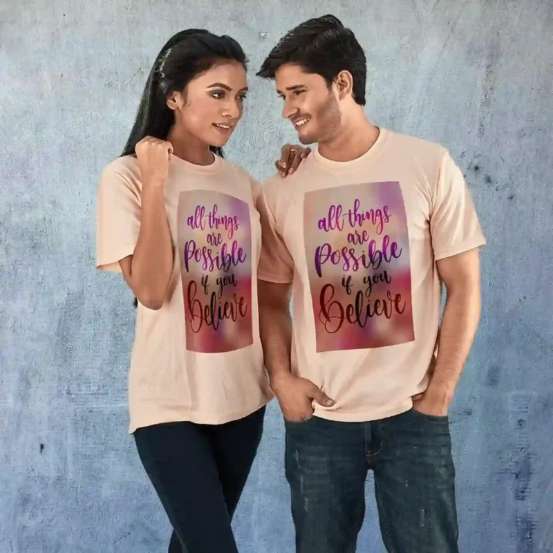 Dry Fit Fabric Round Neck T Shirt Peach