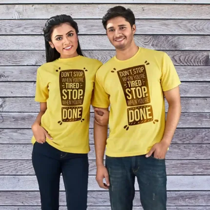Dry Fit Fabric Round Neck T Shirt Yellow