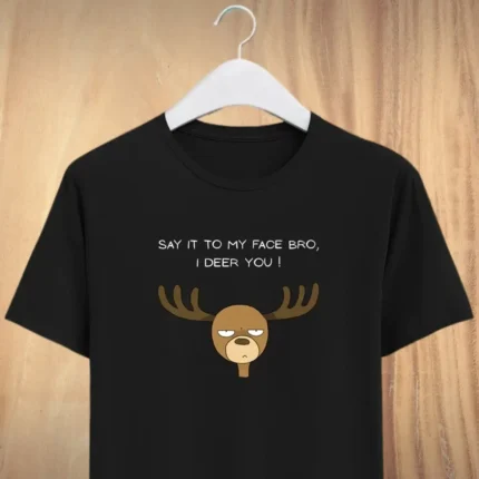 Multicoloured Deer Printed Round Neck T Shirt