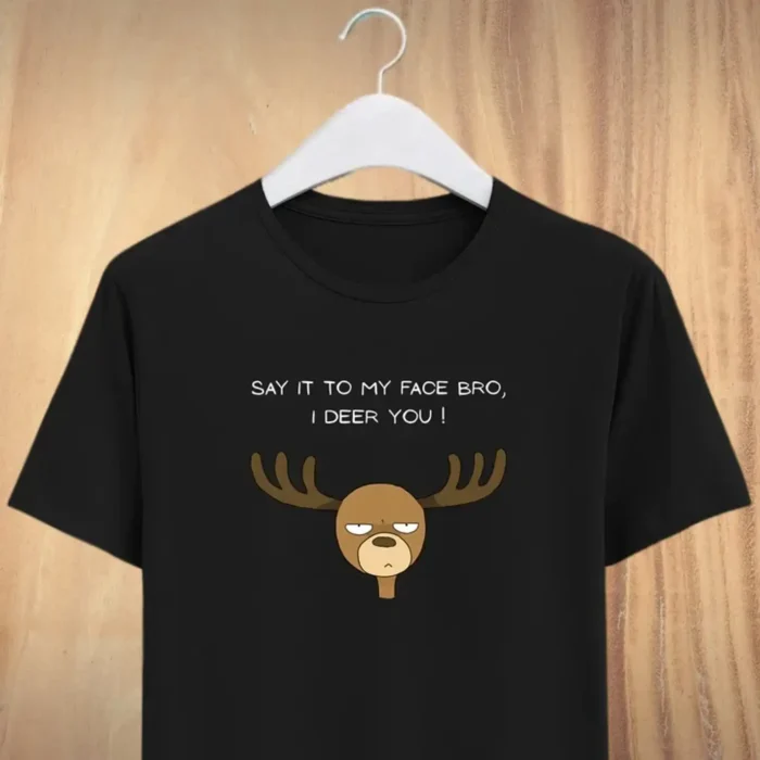 Multicoloured Deer Printed Round Neck T Shirt
