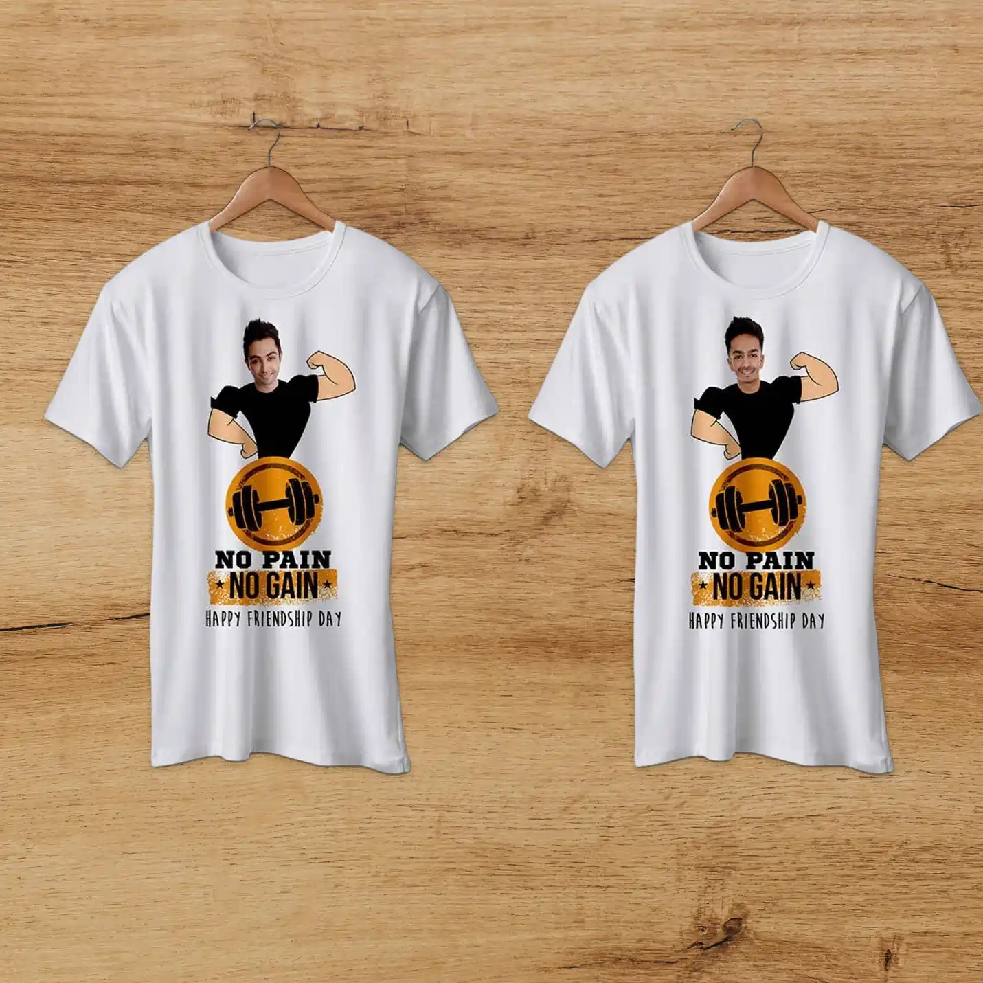 Round Neck White T Shirt for Gym Buddies Set of 2