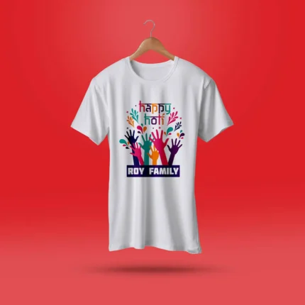Round Neck White T Shirt for Holi