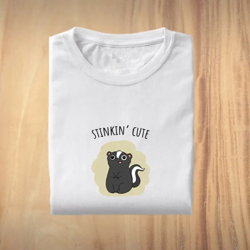 Stinking Cute Unisex Round Neck White T Shirt
