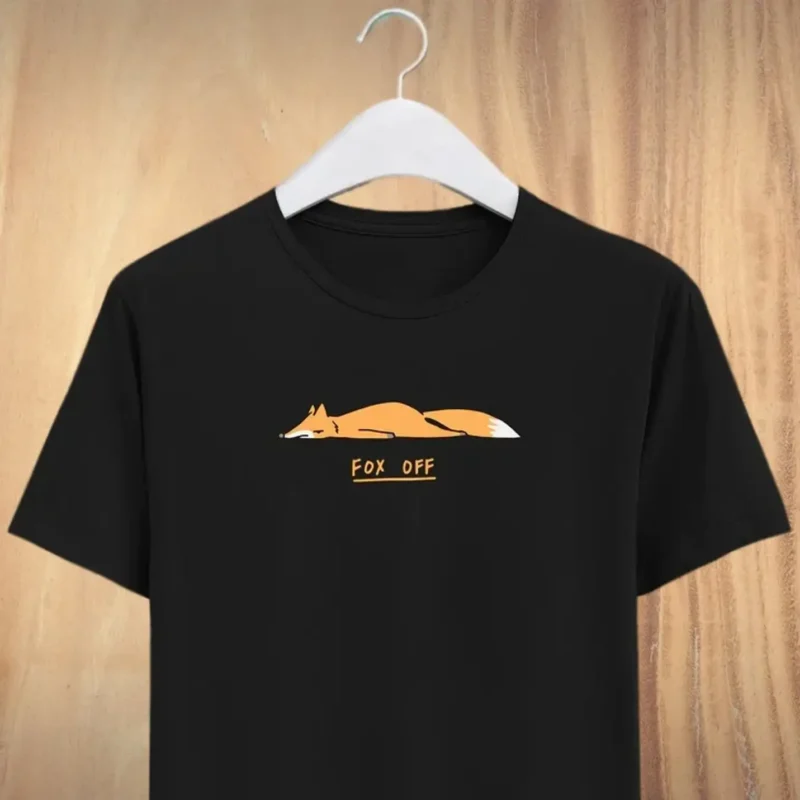 Trendy 39 Fox Off 39 Printed Unisex Round Neck T Shirts